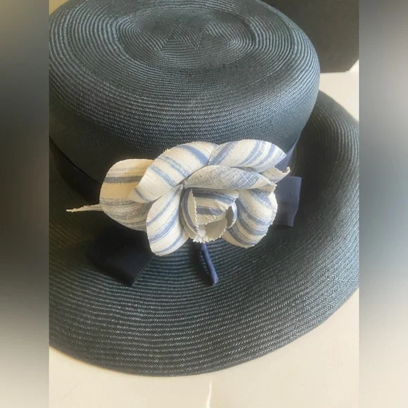 Vintage 1960s Gottliebs Navy Straw Hat - Picture 2 of 10